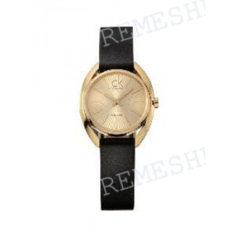 Ремешок для часов Calvin Klein K9123, 13/13 мм, черный, теленок, желтая пряжка, cK Ridge LADY (CK91)