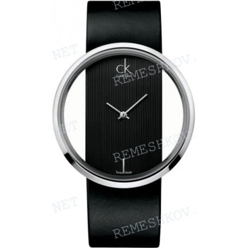 Ремешок для часов Calvin Klein, 22/22 мм, черный, с вырезом, стальная пряжка, ck Glam LADY (CK94) (АНАЛОГ)