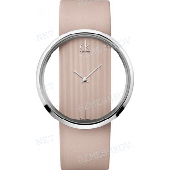 Ремешок для часов Calvin Klein K9423, 22/22 мм, бежевый, сатин, с вырезом, стальная пряжка, ck Glam LADY (CK94)