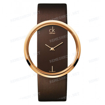 Ремешок для часов Calvin Klein K9423, 22/22 мм, коричневый, сатин, с вырезом, розовая пряжка, cK Glam LADY (K94)