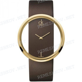Ремешок для часов Calvin Klein, 22/22 мм, коричневый, кожа, с вырезом, стальная пряжка, ck Glam LADY (CK94) (АНАЛОГ)