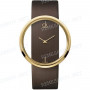 Ремешок для часов Calvin Klein K9423, 22/22 мм, коричневый, сатин, с вырезом, желтая пряжка, cK Glam LADY (K94)