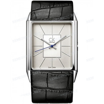 Ремешок для часов Calvin Klein K9621, 30/30 мм, черный, имитация крокодила, интегрированный, стальная пряжка, ck Angular GENT (CK96)