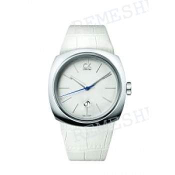 Ремешок для часов Calvin Klein K9721, белый, имитация крокодила, ребра жесткости, стальная пряжка, ck Conversion GENT (CK97)