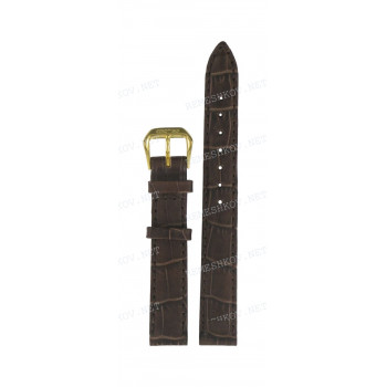 Ремешок для часов Certina 13/12 мм, темно-коричневый, имитация крокодила, желтая пряжка, ELEGANCE (C203.202)