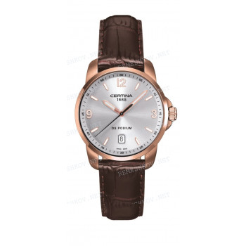Ремешок для часов Certina 19/18 мм, коричневый, имитация крокодила, розовая клипса, DS PODIUM (C001.410)