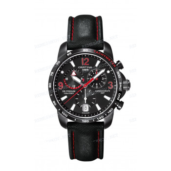 Ремешок для часов Certina 21/20 мм, черный, текстиль, красная прострочка, черная клипса, DS PODIUM (C001.639)