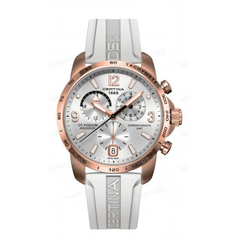 Ремешок для часов Certina 21/20 мм, белый, резиновый, розовая алюминиевая пряжка, DS PODIUM (C001.639)