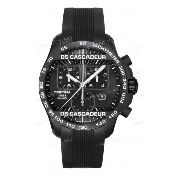 Ремешок для часов Certina черный, резиновый, интегрированный, черная клипса, DS CASCADEUR 09 (C003.617)