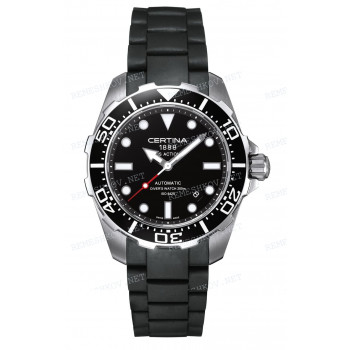 Ремешок для часов Certina черный, резиновый, стальная клипса, DS ACTION (C013.407, C013.417)