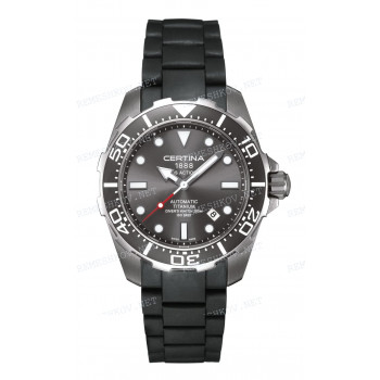 Ремешок для часов Certina 21 мм, черный, резиновый, титановая клипса, DS ACTION (C013.407)