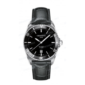 Ремешок для часов Certina 22/20 мм, темно-серый, XL, имитация крокодила, без замка, DS FIRST (C014.410, C014.417)