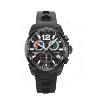 Ремешок для часов Certina 20/18 мм, черный, резиновый, интегрированный, с отверстиями, черная клипса, DS ROOKIE (C016.417)