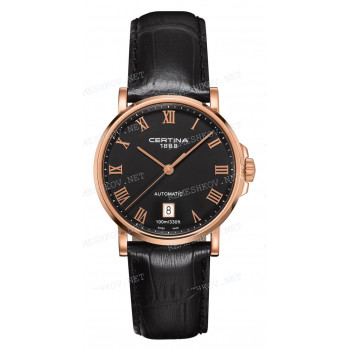 Ремешок для часов Certina 21/18 мм, черный, имитация крокодила, розовая пряжка, DS CAIMANO (C017.407)