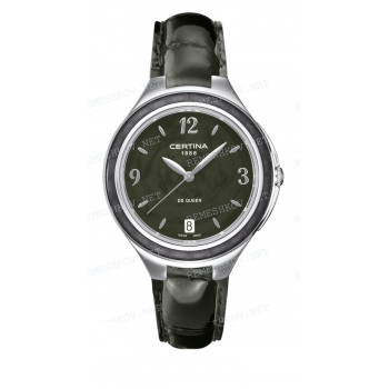 Ремешок для часов Certina 17/14 мм, серый, имитация крокодила, лаковый, интегрированный, стальная пряжка, DS QUEEN (C018.210)
