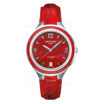 Ремешок для часов Certina 17/14 мм, красный, имитация крокодила, интегрированный, стальная пряжка, DS QUEEN (C018.210)