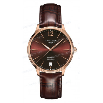Ремешок для часов Certina 18/16 мм, коричневый, имитация крокодила, розовая клипса, DS DREAM (C021.810)