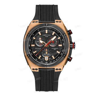 Ремешок для часов Certina 31/24 мм, черный, резиновый, интегрированный, розовая пряжка, DS EAGLE (C023.739)