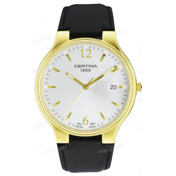Ремешок для часов Certina черный, теленок, с вырезом, желтая пряжка, ELEGANCE (C260.105)