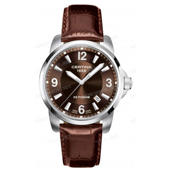 Ремешок для часов Certina 19/18 мм, коричневый, имитация крокодила, без замка, DS PODIUM (C260.702)
