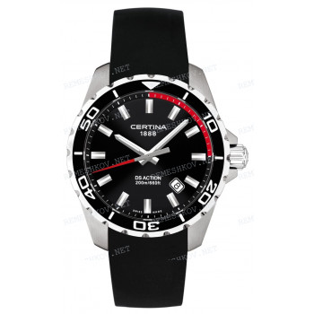 Ремешок для часов Certina черный, резиновый, интегрированный, без замка, DS ACTION (C260.707)