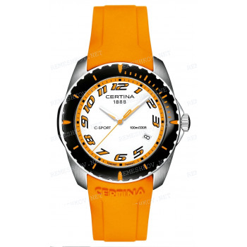 Ремешок для часов Certina оранжевый, резиновый, интегрированный, стальная клипса, C-SPORT (C260.709, C536.709)