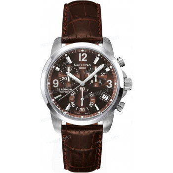 Ремешок для часов Certina 20/18 мм, коричневый, имитация крокодила, стальная клипса, DS PODIUM (C536.702)