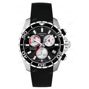 Ремешок для часов Certina 21 мм, черный, резиновый, стальная клипса, DS ACTION (C536.707)