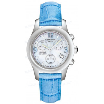 Ремешок для часов Certina 16/14 мм, голубой, имитация крокодила, без замка, DS PRIME (C538.703)