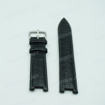 Ремешок для часов Di-Modell, 20/18 мм, черный, прямой с вырезом, 9 мм ширина выреза