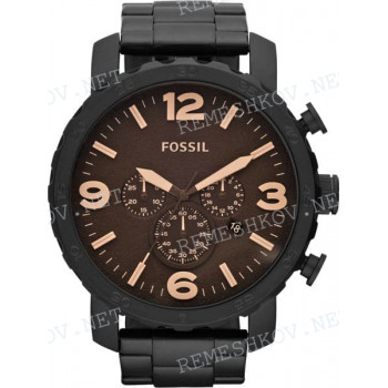 Браслет для часов Fossil JR1356, 24 мм, черный, сталь, прямой тип крепления