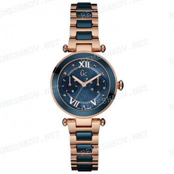 Браслет для часов GC Y06009L7, 21 мм, розовый/синий, сталь, прямой с вырезом, 7 мм ширина выреза