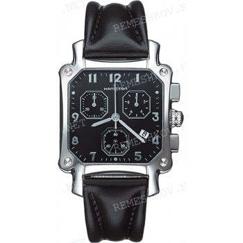 Ремешок для часов Hamilton 20/18 мм, черный, теленок, лаковый, стальная клипса, Lloyd Chrono L (H19412, H19415)