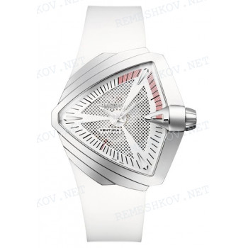 Ремешок для часов Hamilton 24/20 мм, белый, резиновый, интегрированный, стальная пряжка, Ventura XXL (H24655)