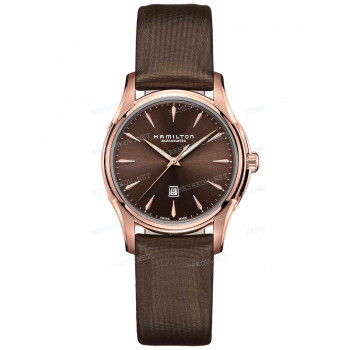 Ремешок для часов Hamilton 18/16 мм, коричневый, сатин, розовая пряжка, Jazzmaster (H32335, H32341)
