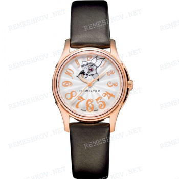 Ремешок для часов Hamilton 18/16 мм, коричневый, текстиль, розовая клипса, Jazzmaster M (H32345)