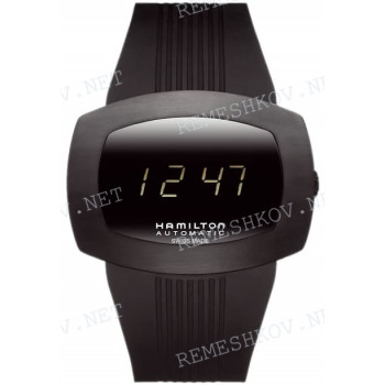 Ремешок для часов Hamilton 34/26 мм, черный, резиновый, интегрированный, черная пряжка, Pulsomatic (H52585)