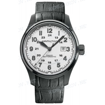 Ремешок для часов Hamilton 22/20 мм, черный, резиновый, интегрированный, черная пряжка, Khaki F. auto (H70685)