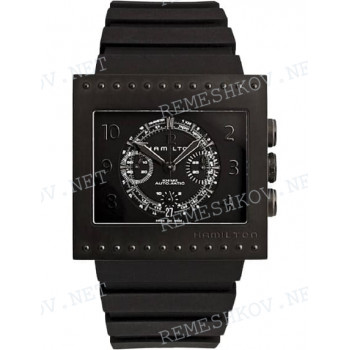 Ремешок для часов Hamilton 46/22 мм, черный, резиновый, черная клипса, Code Breaker (H79686)