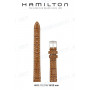 Ремешок для часов Hamilton 14/12 мм, светло-коричневый, имитация крокодила, белая прострочка, стальная пряжка (H11211, H64251)