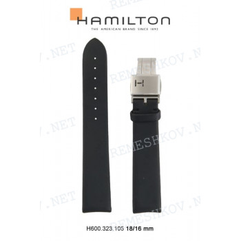 Ремешок для часов Hamilton 18/16 мм, черный, текстиль, стальная клипса, Jazzmaster M (H32395)