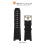 Ремешок для часов Hamilton, черный, резиновый, интегрированный, стальная пряжка, Khaki Navy SUB (H78615)