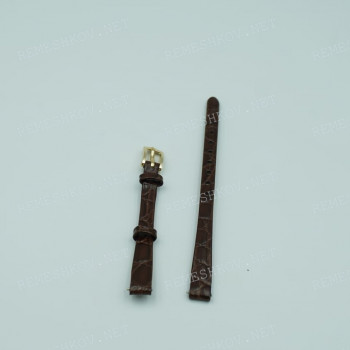Ремешок Hirsch для часов 8/6 мм, Crocograin M, коричневый, крокодил, ЗЖ