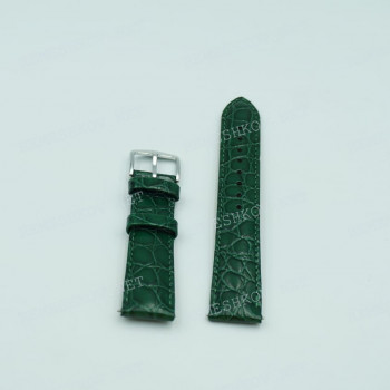 Ремешок Hirsch для часов 18/16 мм, Crocograin M, зеленый, крокодил, ЗБ