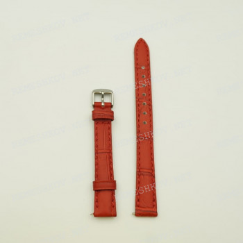 Ремешок для часов Lerman 12/10 мм, красный, кожа, XL, прошитый в тон, тиснение под крокодил, ЗБ