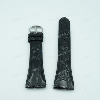 Ремешок для часов Ника 29/20 мм, черный аллигатор с супинатором, застежка белая, размер XL