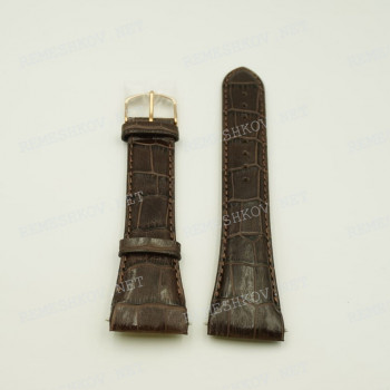 Ремешок для часов НИКА 29/20 мм, темно-коричневый, крокодил с супинатором, матовый, ЗР, размер XL