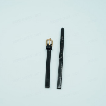 Ремешок для часов Ника 6/6 мм, черный лак, застежка розовая, размер L