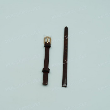 Ремешок для чаосв НИКА 6/6 мм, коричневый лак, ЗР, размер L