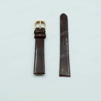 Ремешок для часов Ника 14/12 мм, коричневый лак, застежка розовая, размер L